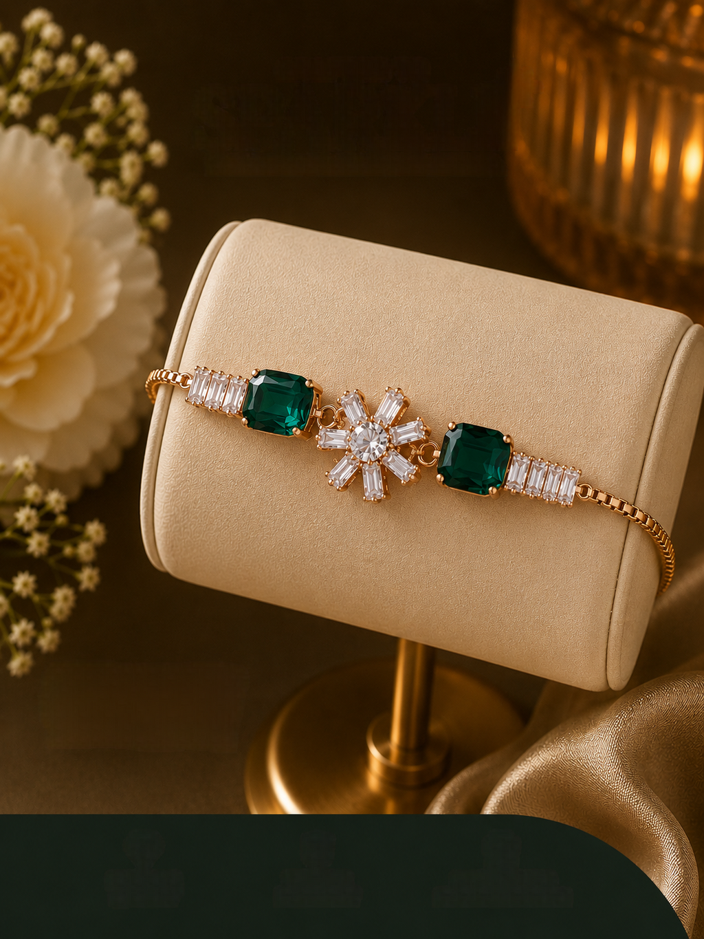 Luxe Floral Crystal Adjustable Bracelet