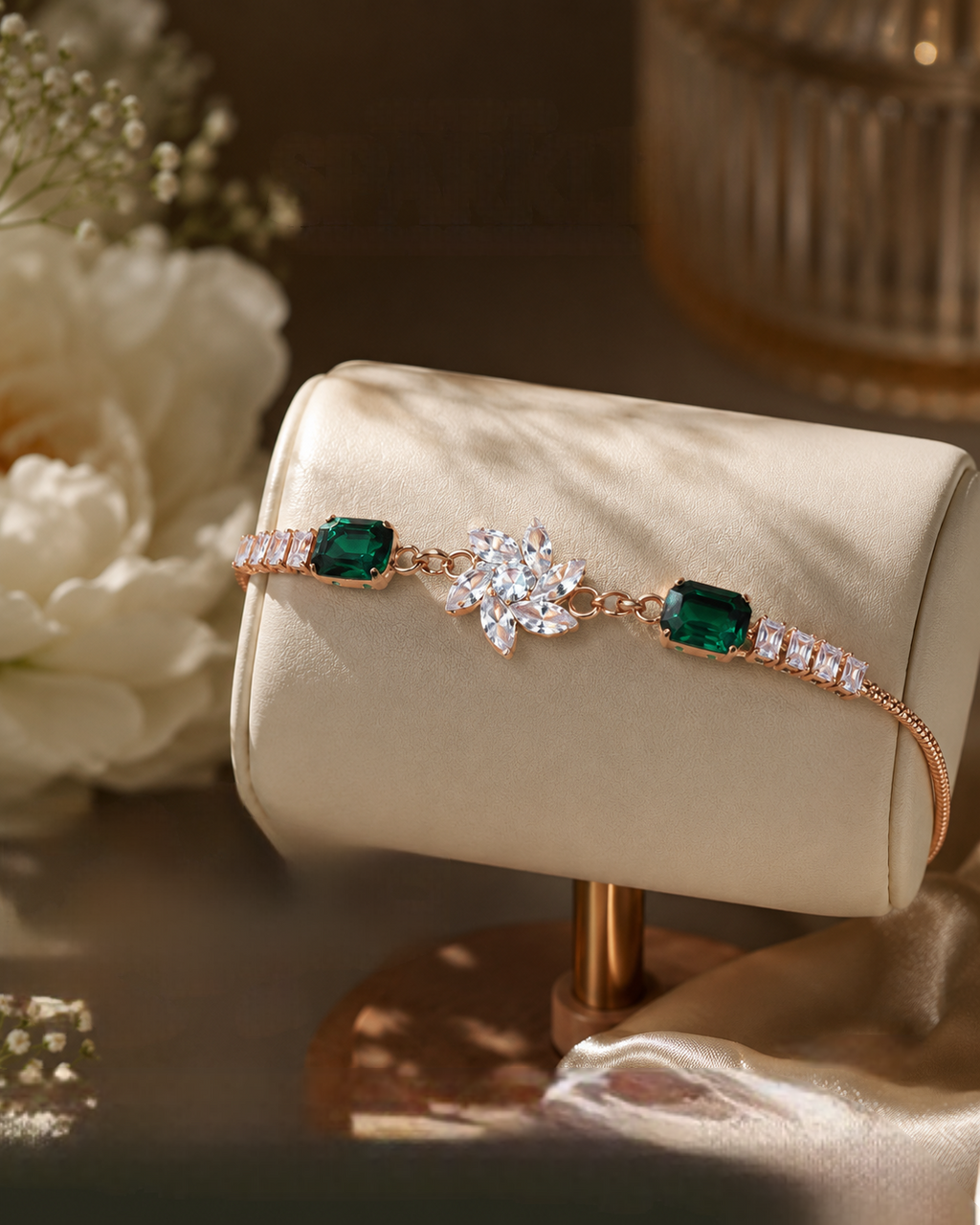 Luxe Floral Crystal Adjustable Bracelet