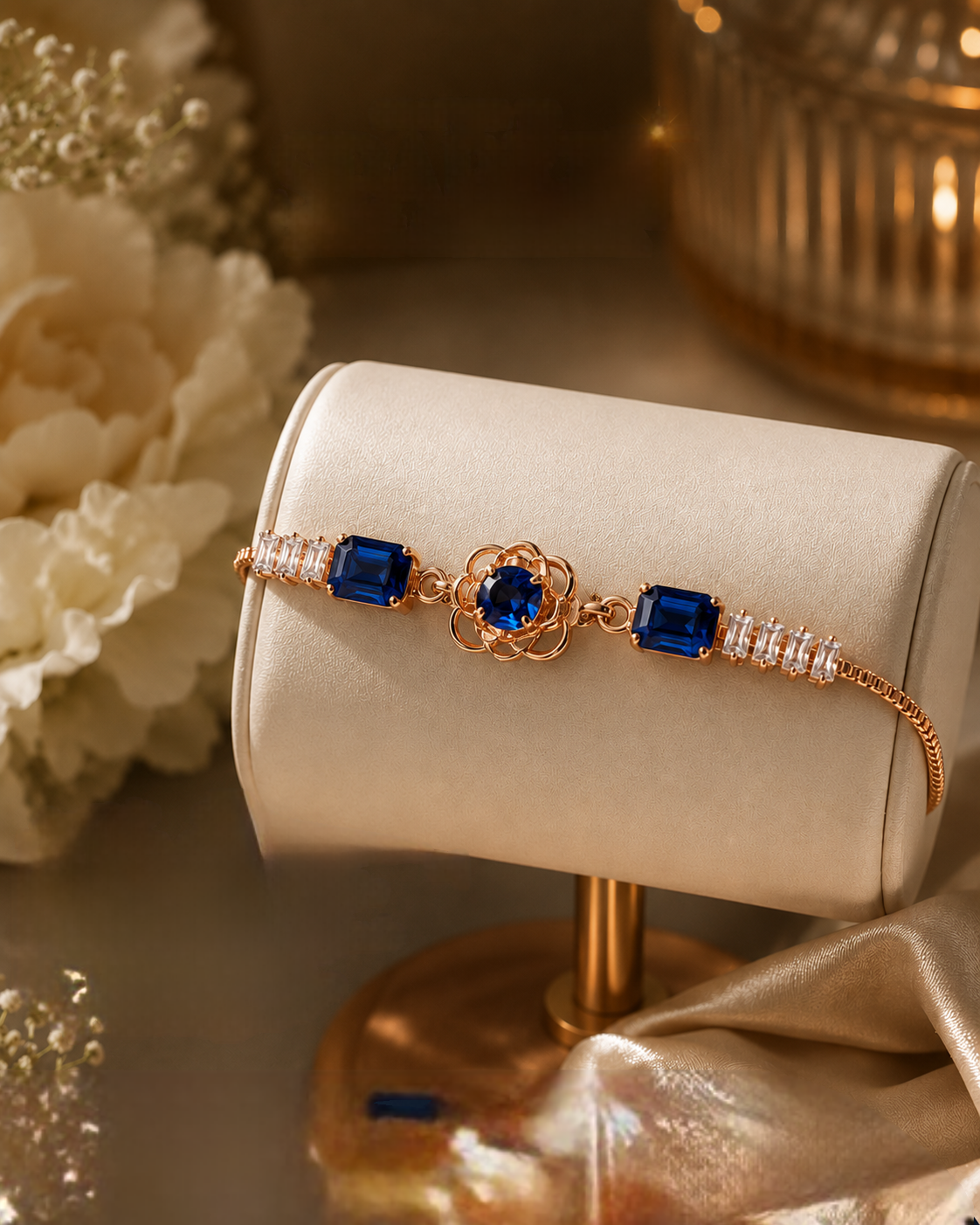 Luxe Floral Crystal Adjustable Bracelet