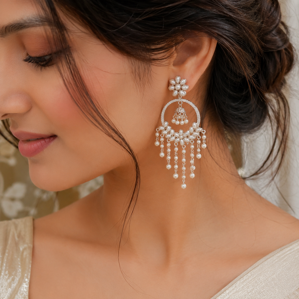 Pearl Bloom Chandelier Earrings