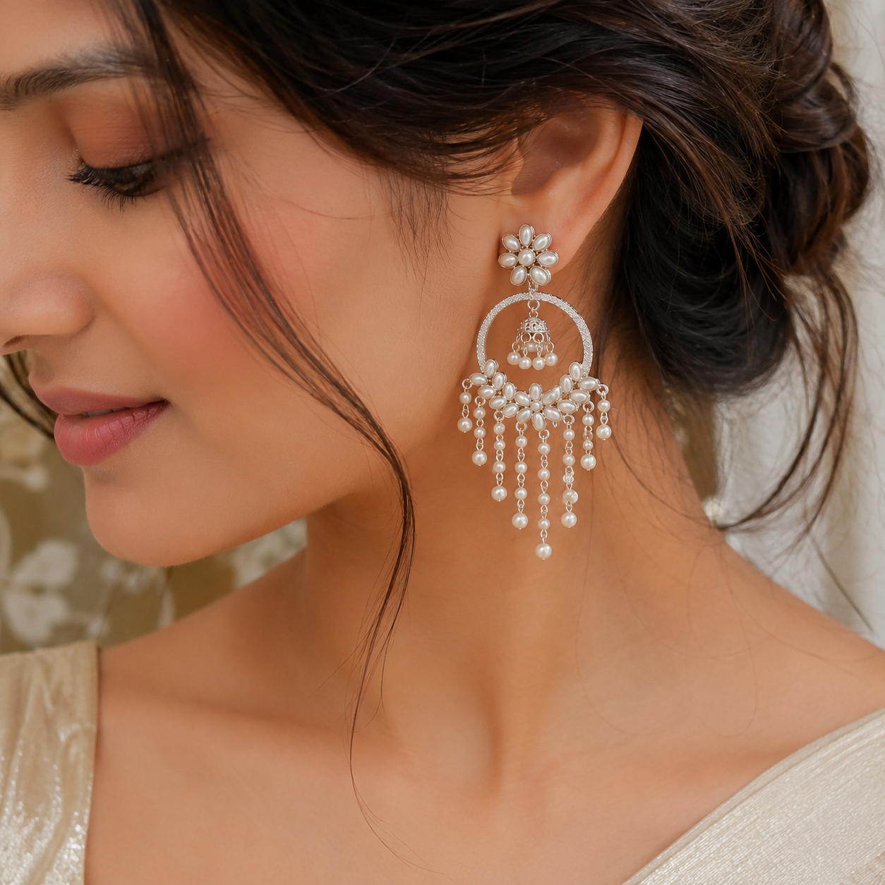 Pearl Bloom Chandelier Earrings