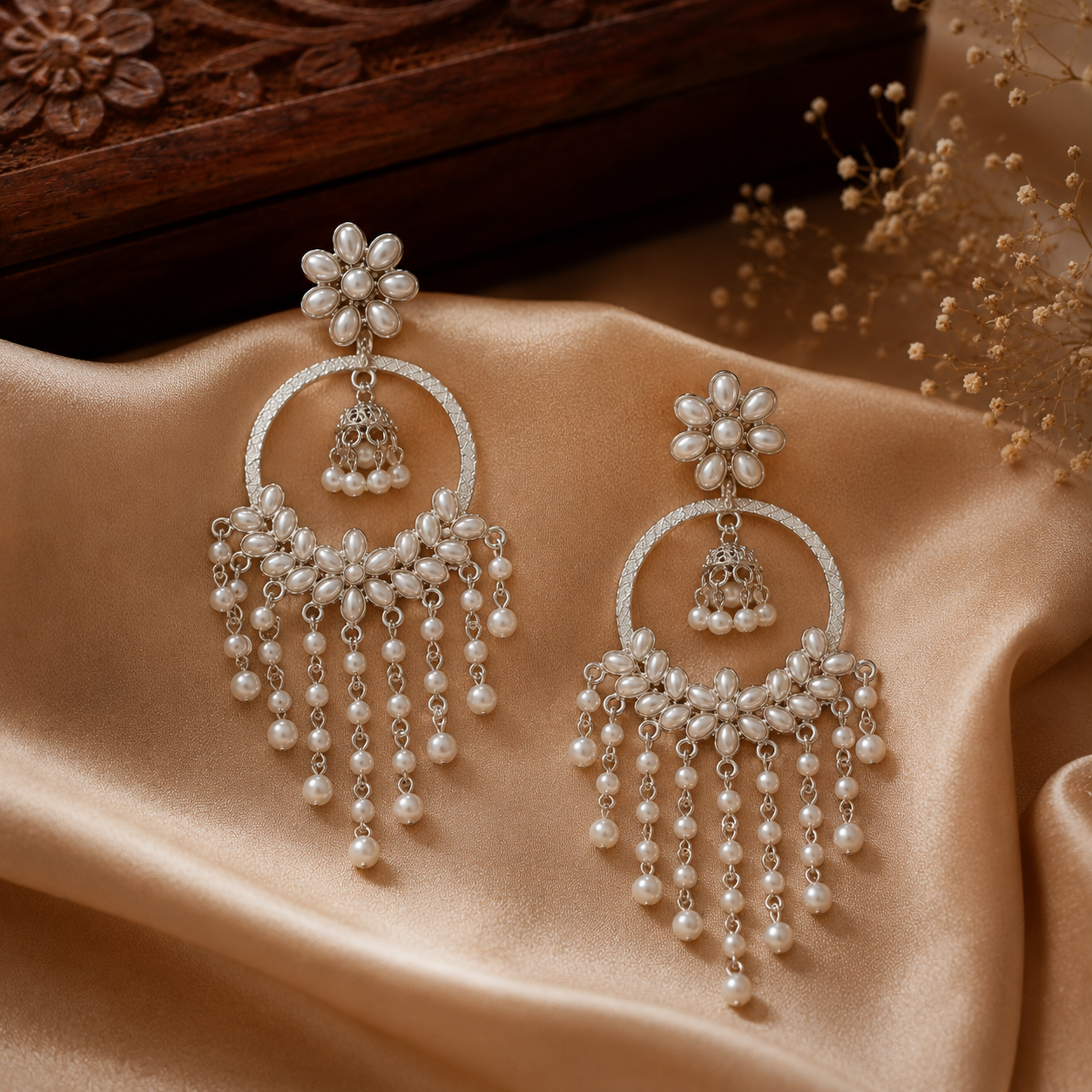 Pearl Bloom Chandelier Earrings