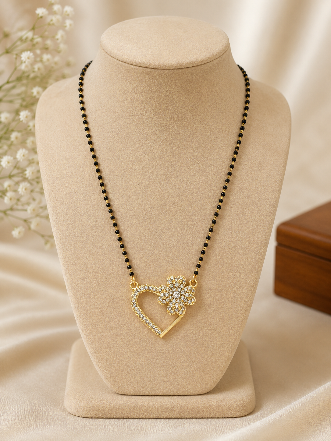 Heart Bloom Crystal Mangalsutra Necklace